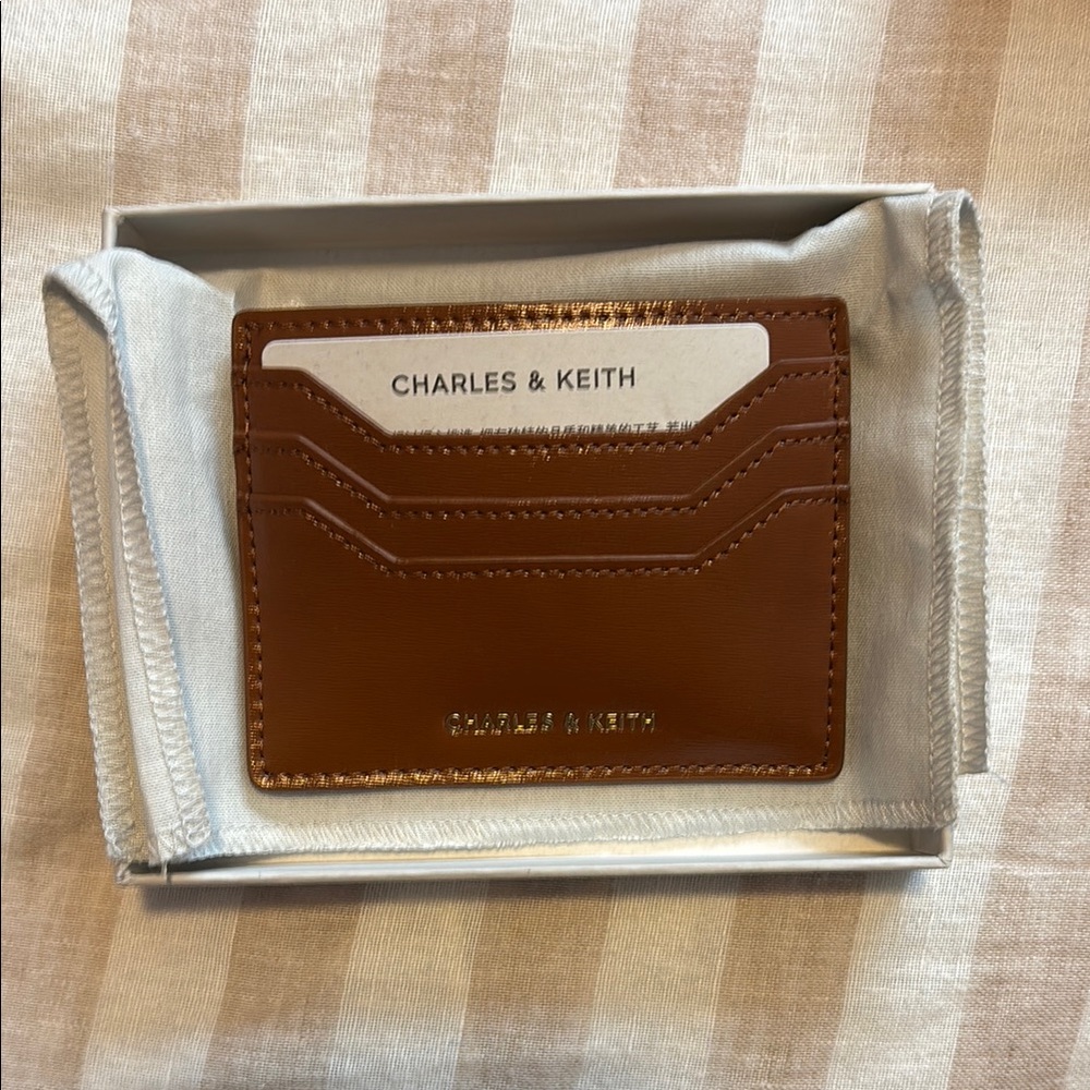 *BRAND NEW* Charles & Keith Brown Leather Key Card Holder